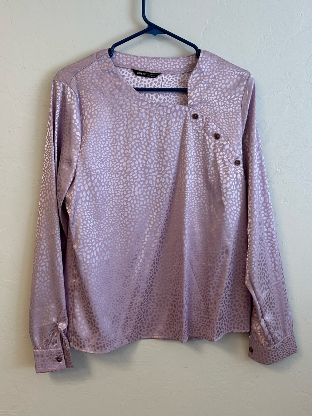SHEIN Shimmery Lilac Long-Sleeve Animal Texture Top
